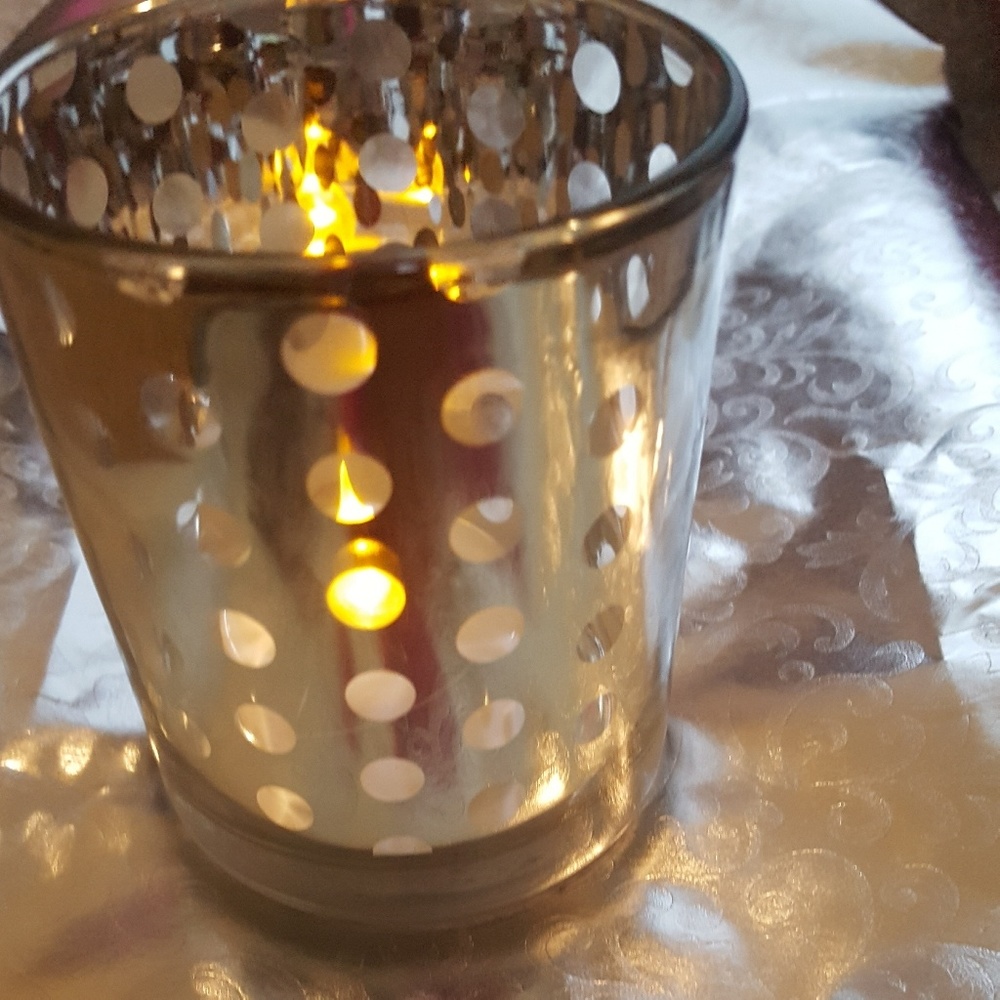 2 small polk a dots candle holder